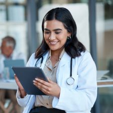 Female Doctor with Tablet SQUARE